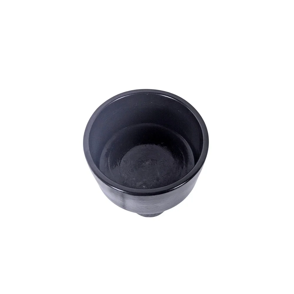 Vintage Mid-Century Black‎ Ikebana Pedestal Vase Ceramic Modernist  minimalist